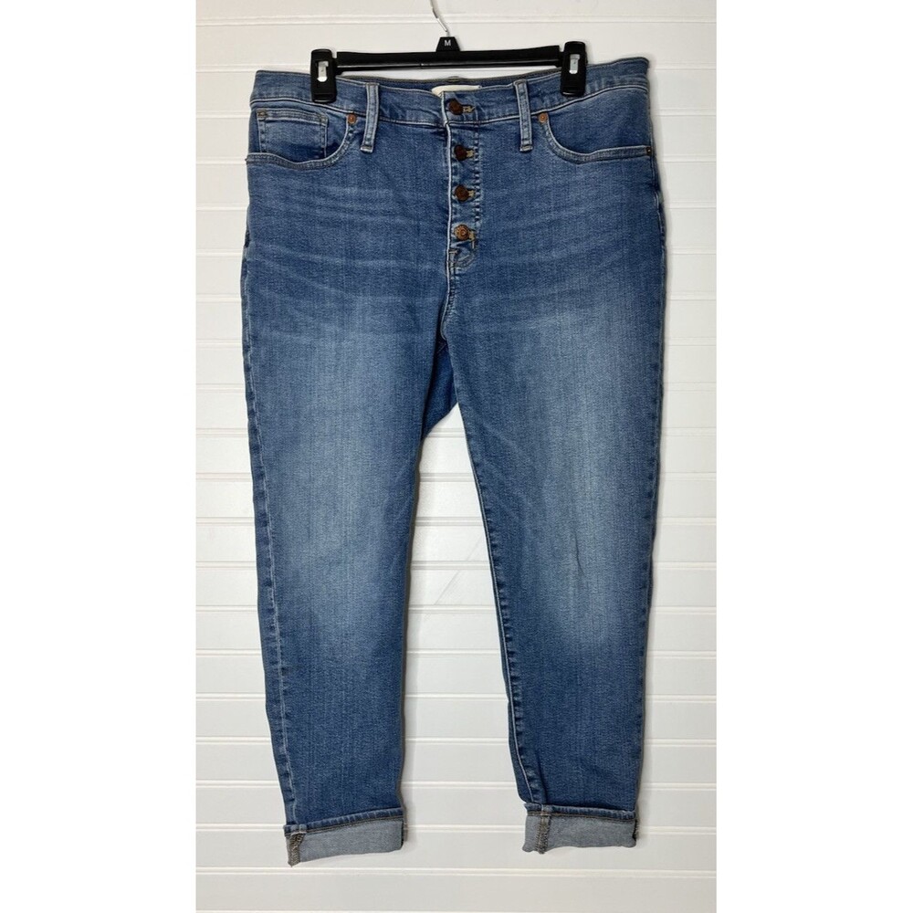 Madewell 9” Mid-Rise Skinny Crop Jeans Size 32 Button Fly